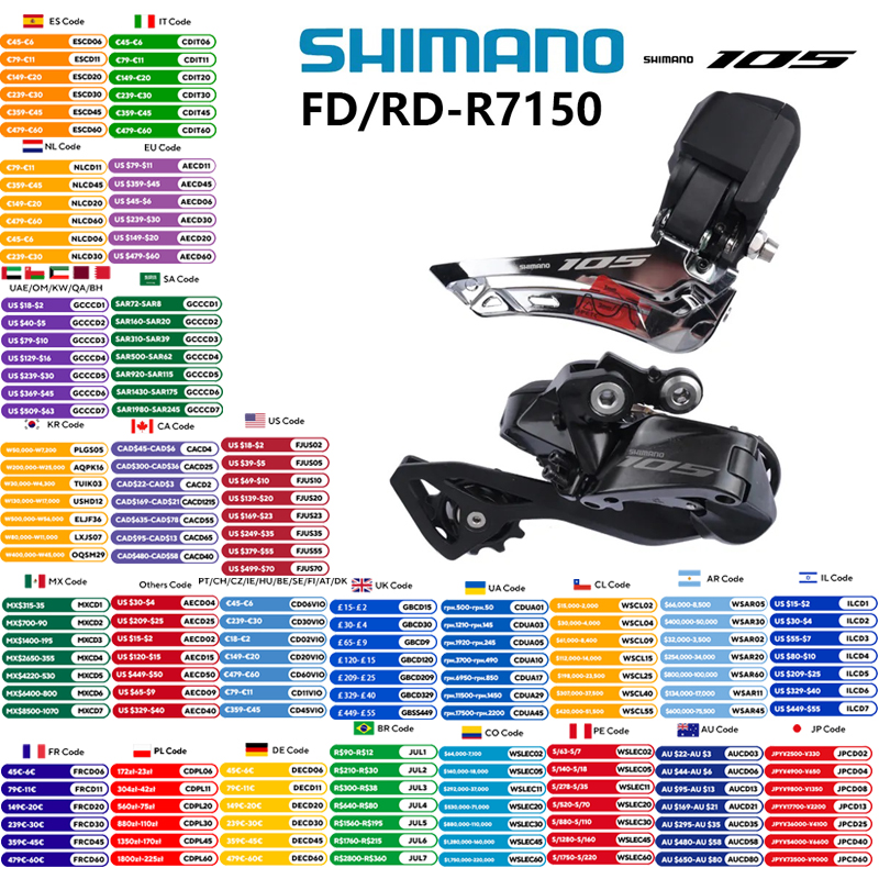 SHIMANO 105 R7100 Di2 seria R7150 przerzutka przednia/przerzutka tylna 2x12s FD/RD-R7150 dla R7170 grupa zestaw rower szosowy oryginał