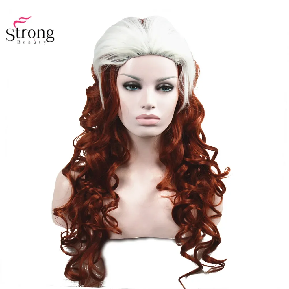 StrongBeauty X-Men Anna Marie Rogue Peruca Cosplay Vermelho Longo Ondulado Perucas Sintéticas
