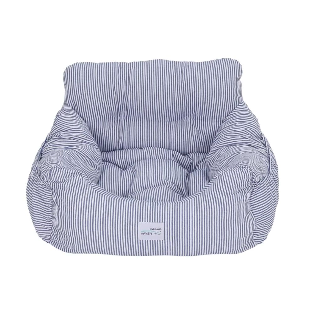 Cama de viaje a rayas para mascotas, con bolsillos, 50cm