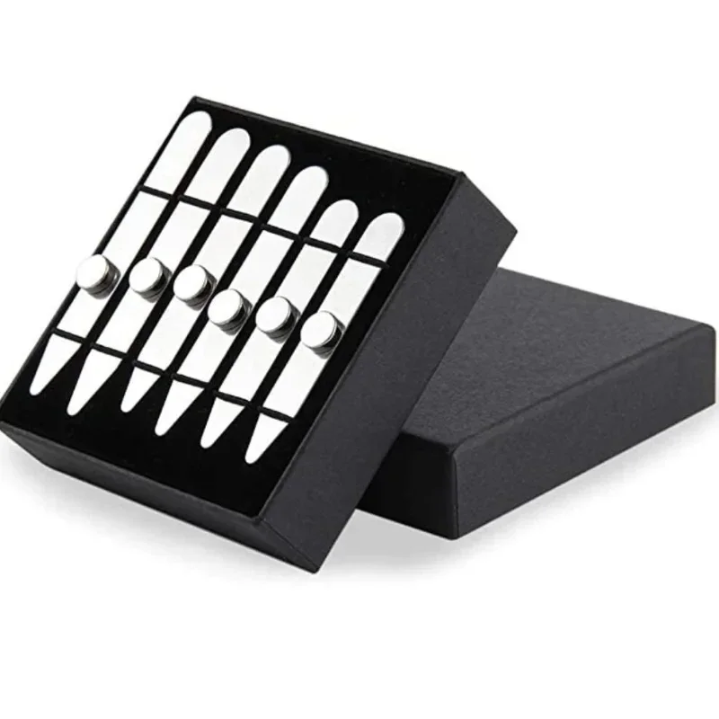 6 ชิ้นสแตนเลสสตีล Magnetic Collar Stays สําหรับ Man Collar สนับสนุนธุรกิจชายเสื้อกระดูก Stiffener แทรกคงที่พร้อมกล่อง