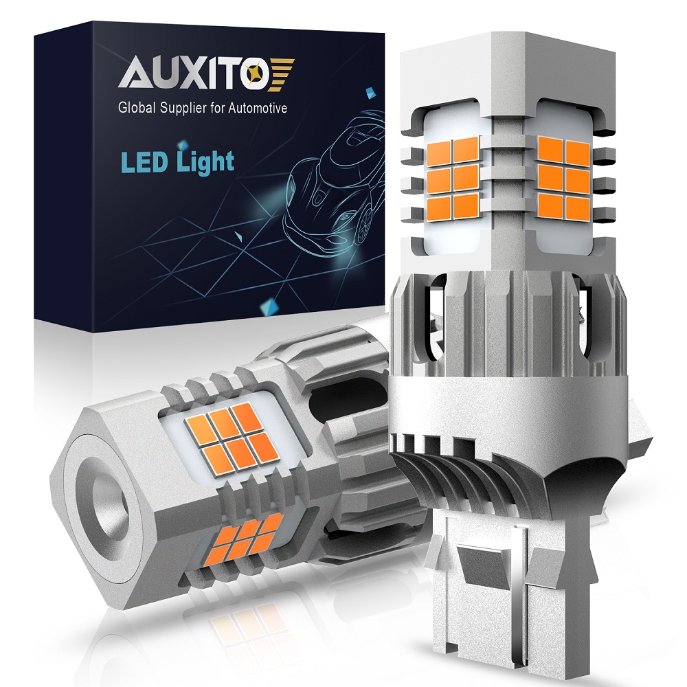 AUXITO 2Pcs T20 LED Canbus No Hyper Flash W21W WY21W 7440 7440NA LED Bursztynowe żarówki samochodowe do kierunkowskazów Bezbłędna lampa samochodowa 12V