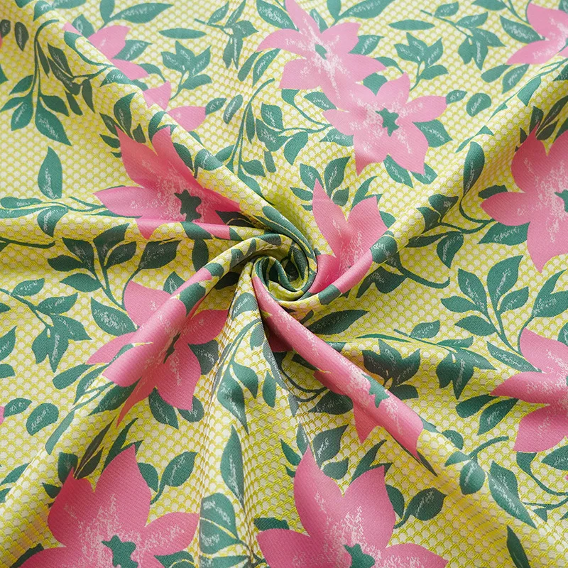 Tissu Jacquard romantique à fleurs roses pour femmes, tissu à coudre bricolage, robe et chemise, écharpe