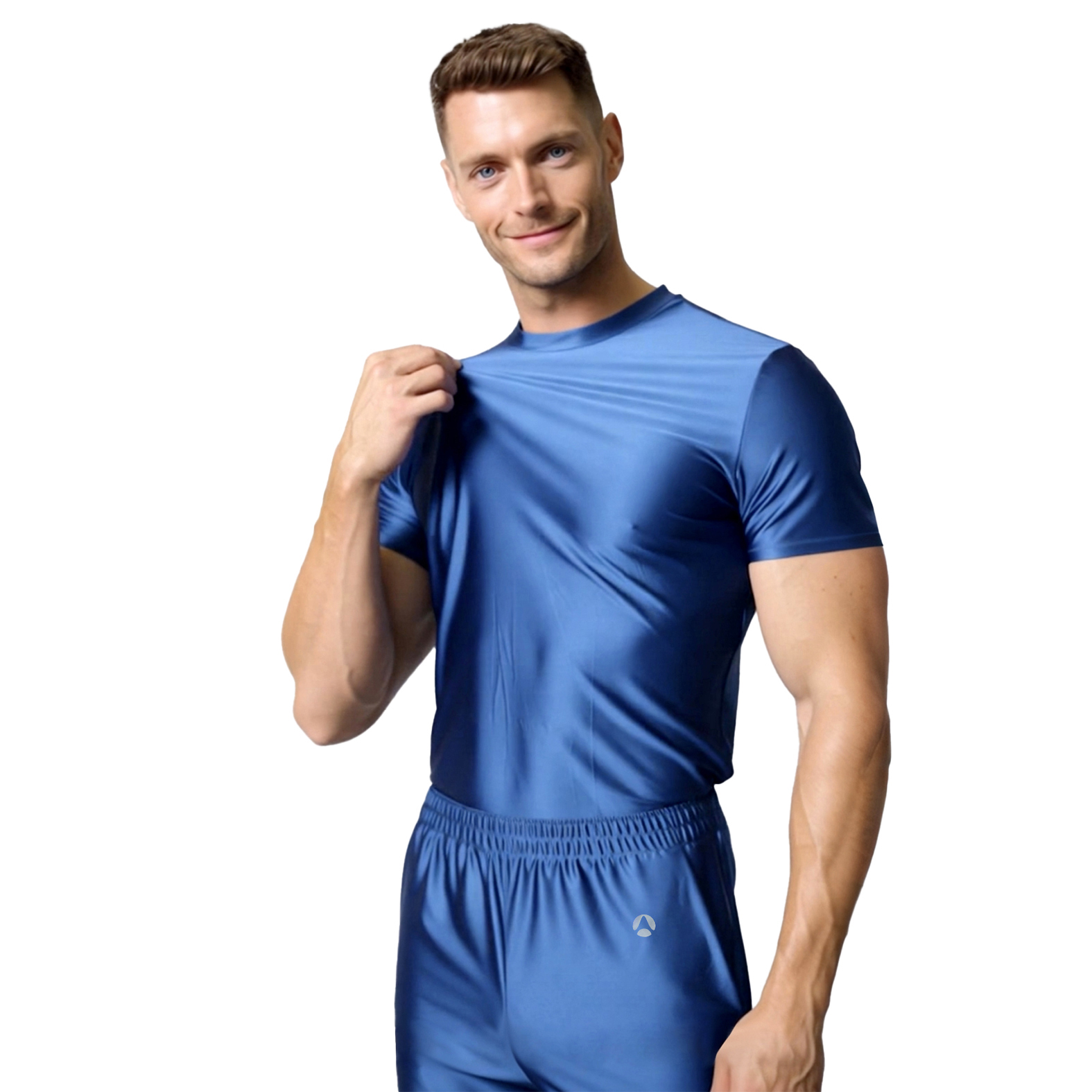 AMORESY T-shirt à manches courtes en soie glacée pour homme, respirant, confortable, décontracté, pour la maison