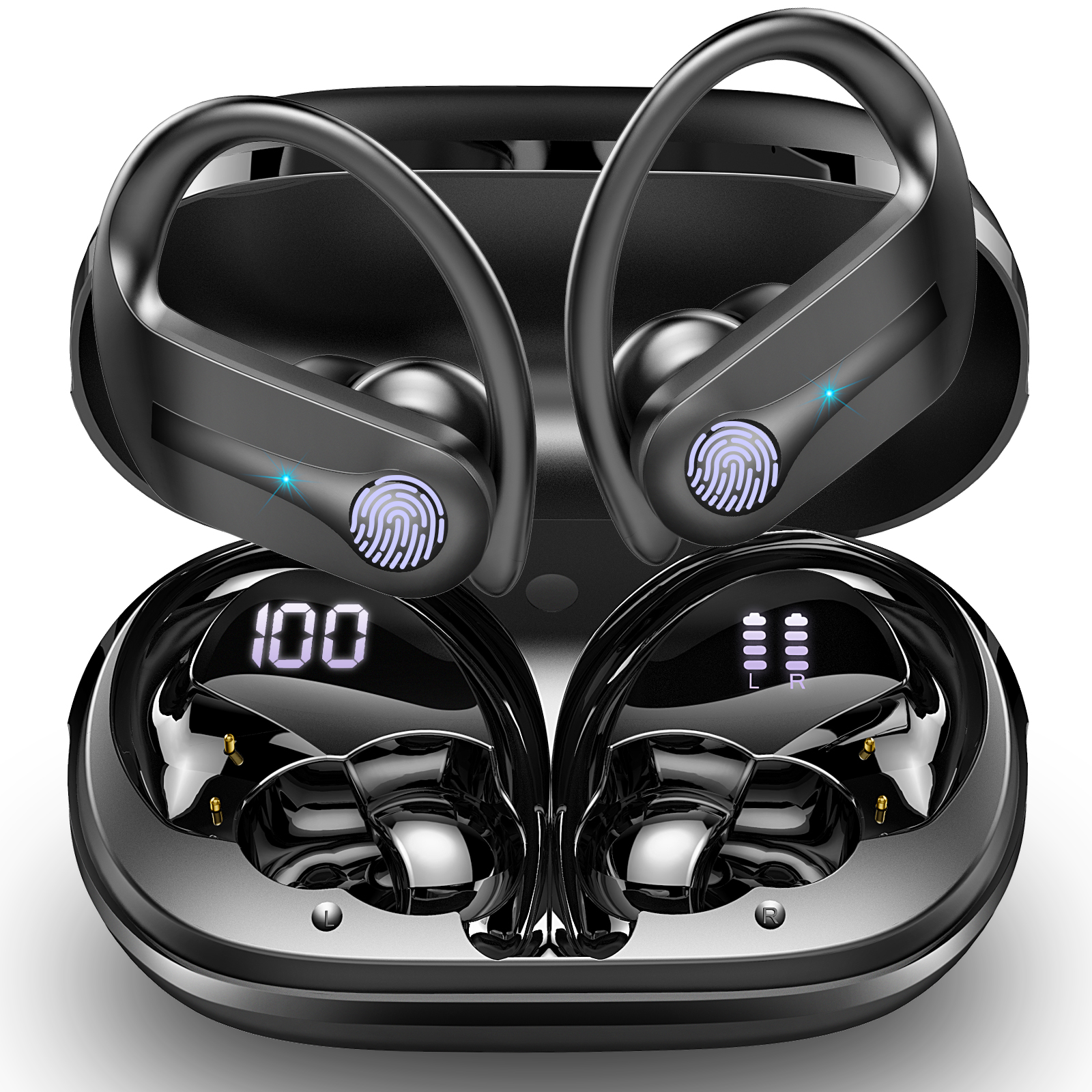 Earbud Nirkabel, Earbud Bluetooth 5.3 Stereo Bass, Mikrofon Peredam Kebisingan Dalam-Telinga, Earphone Olahraga Tahan Air IP7, Waktu Putar 50 Jam.