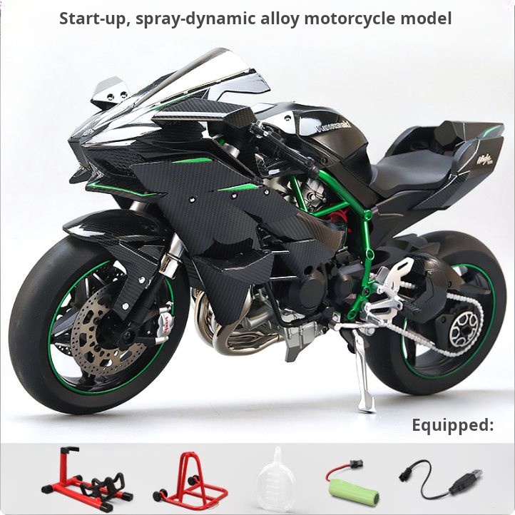 สเปรย์ 1:6 โมเดลรถมอเตอร์ไซค์ Kawasaki Racing Ninja 500 H2R พร้อมเสียงและแสงจำลอง  ชุดสะสม Fast And Furious ของเล่นรถโมเดลสำหรับเด็กผู้ชาย