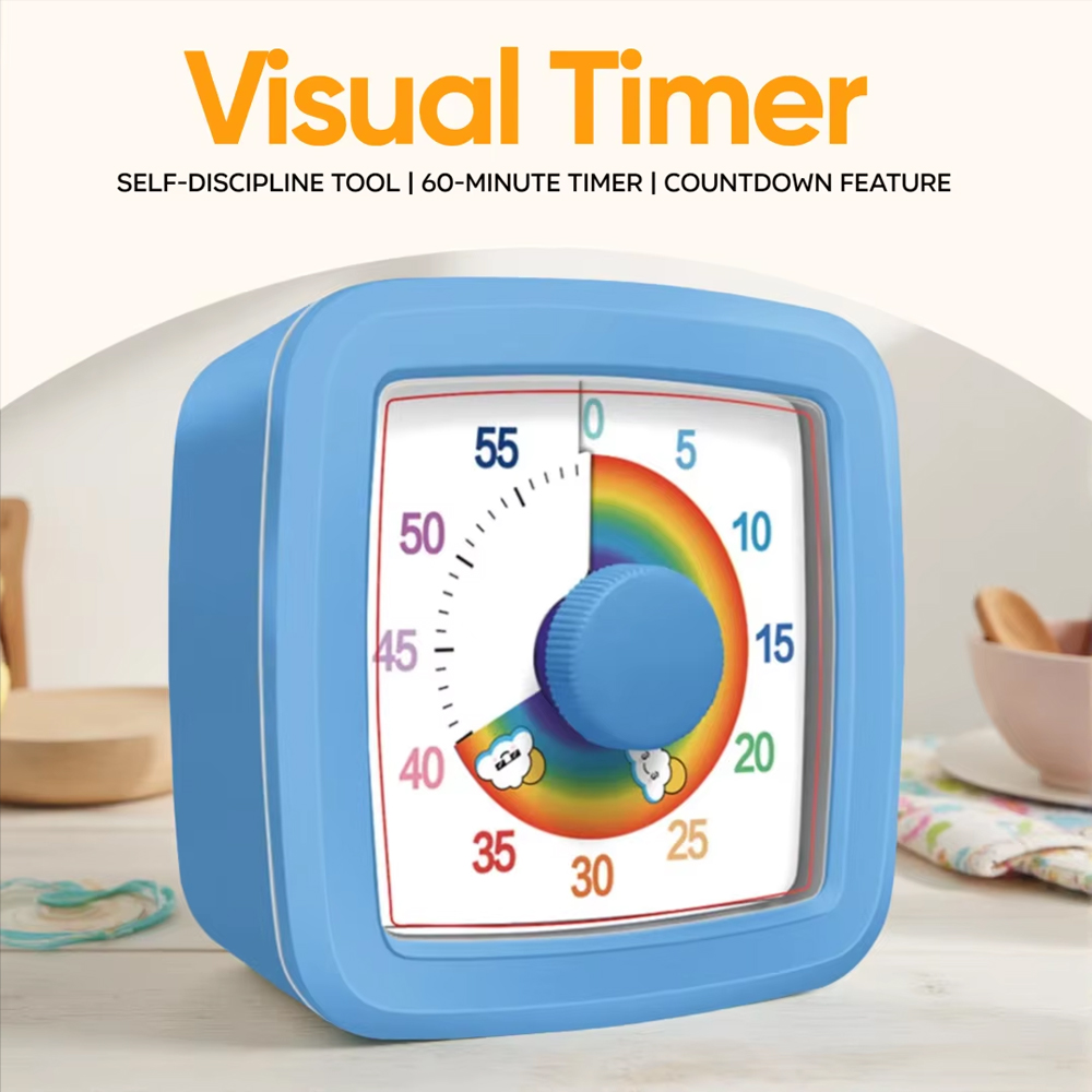 1PC Visual Timer Children's Self-discipline Tool Countdown 60-minute Student Learning Homework Time Stopwatch Management