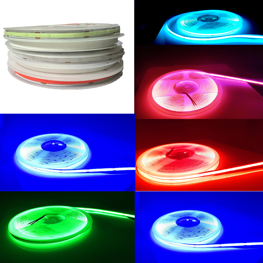 Tira COB DC 12V 24V 320Leds/480LedsM alta densidad RA90/RA95 rosa amarillo hielo azul rojo verde cinta Flexible cuerda FOB luz LED