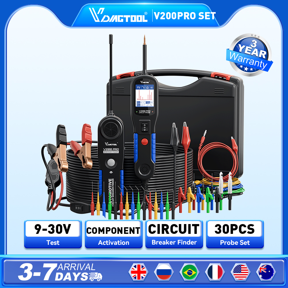 Набор VDIAGTOOL V200PRO, 12 В, 24 В, тестер цепей, комплект инструментов для диагностики электрической системы, активация компонентов с зондом 30 шт.