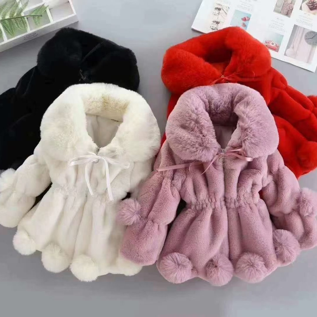1-7 anos bebê meninas jaqueta outono inverno quente casaco de pele do falso para meninas natal princesa outwear moda pelúcia crianças roupas