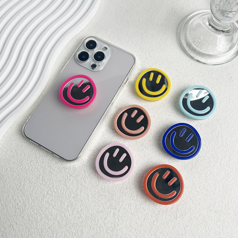 1 pz presa Happy Expression presa per conversazione supporto per telefono in acrilico colorato supporto per specchio acrilico impugnatura per telefono pieghevole da tavolo