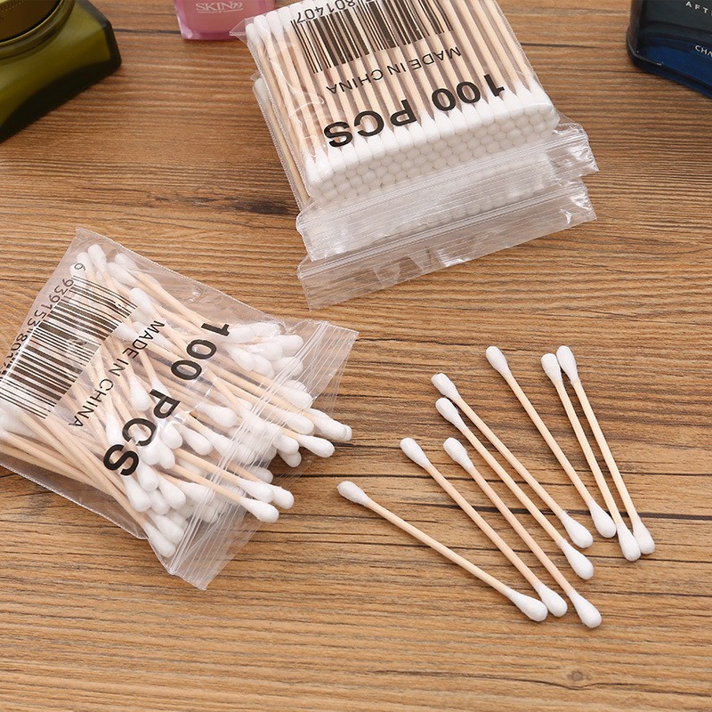 Coton-tige à tête ronde 500/100, coton-tige à Double tête ronde, bâtons de bambou, outils cosmétiques pour ongles pointus de précision