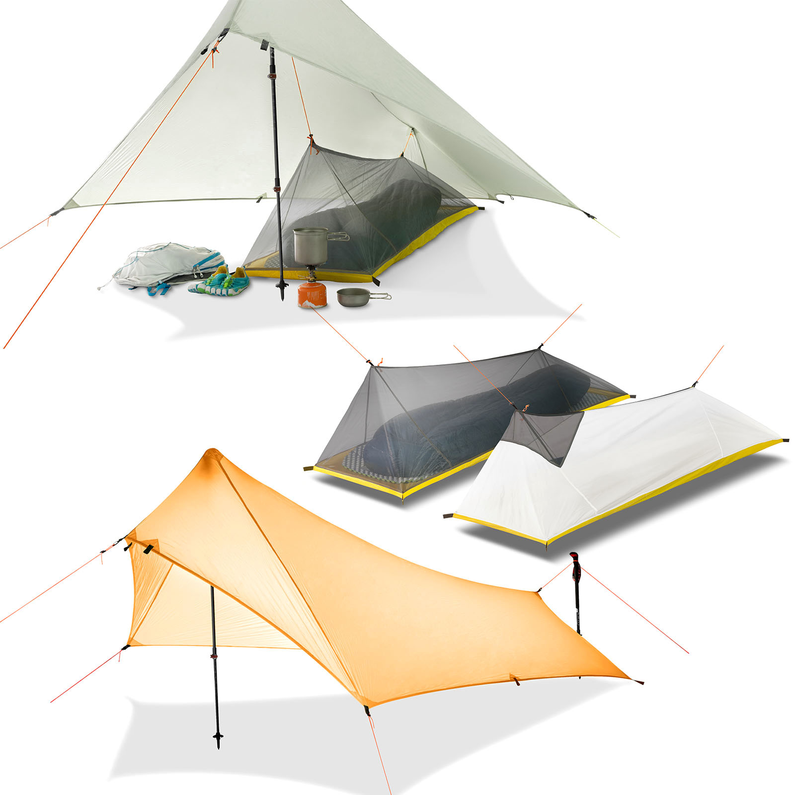 310G Ultralight Berkemah Penampungan Hujan Terbang Tenda Tahan Air 20D Silikon Dua Sisi Dilapisi Nilon Berkemah Penampungan Kanopi Filly Terpal