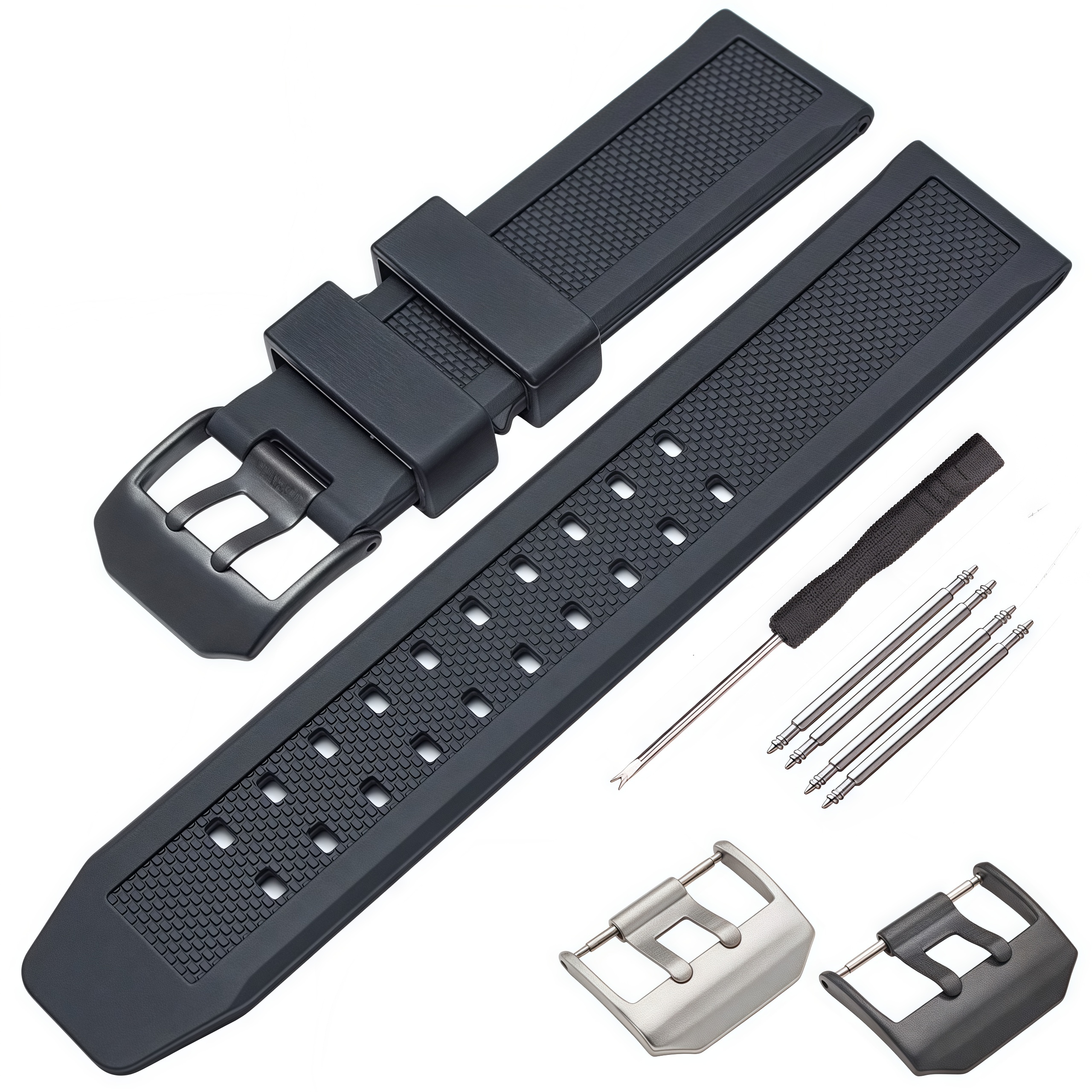 Bracelet de montre en caoutchouc pour homme, bracelet en silicone, noir, 23mm, Shoox 7251, 3050