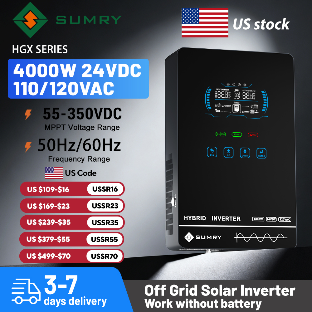 SUMRY Hybrid Solar Inverter 4000w 24V 140A Over-load Protection Pure Sine Wave Solar Inverter 5600W MPPT Solar Charger