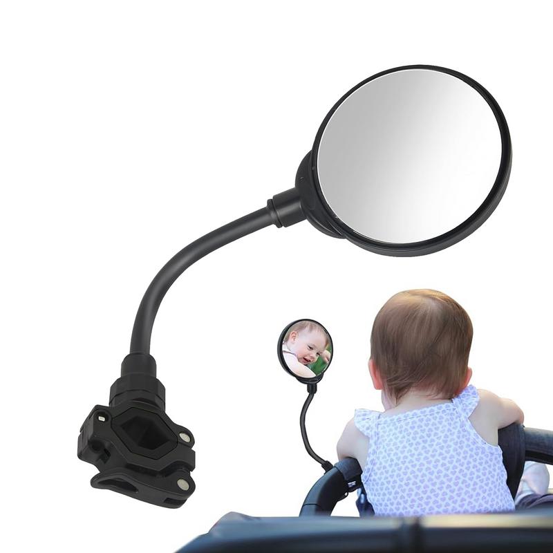 Espelho retrovisor para carrinho, Espelho de segurança convexo para jogging e criança, fácil de instalar