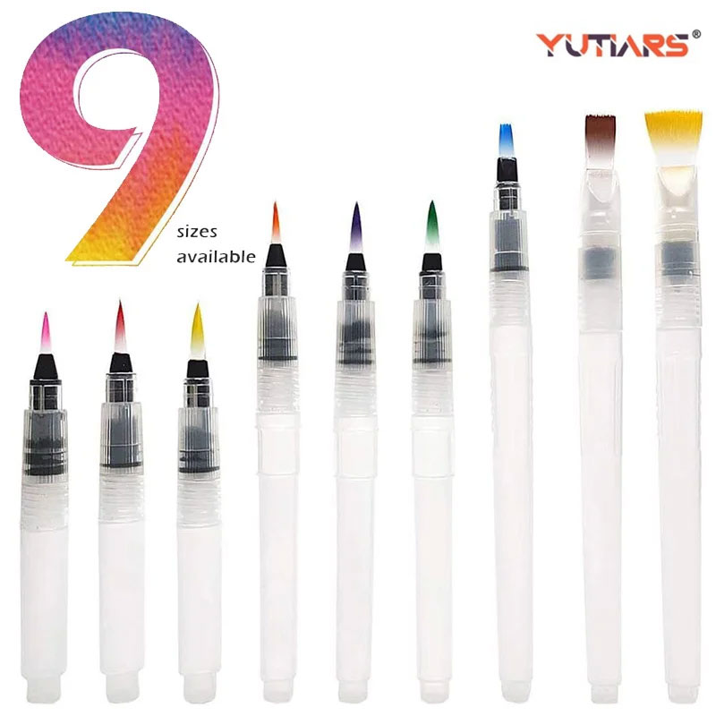 Conjunto de canetas pincel aquarela, 7/9/12 peças, super fácil de usar e preencher para lápis colorido solúvel em água, caneta pincel aqua para iniciantes