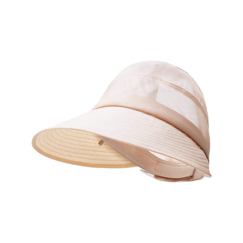 100% Moerbeizijde Dames Zonneklep Hoed UPF50+ UV-bescherming Brede rand Ademend Holle bovenkant Verstelbare Zomer Outdoor Strandpet