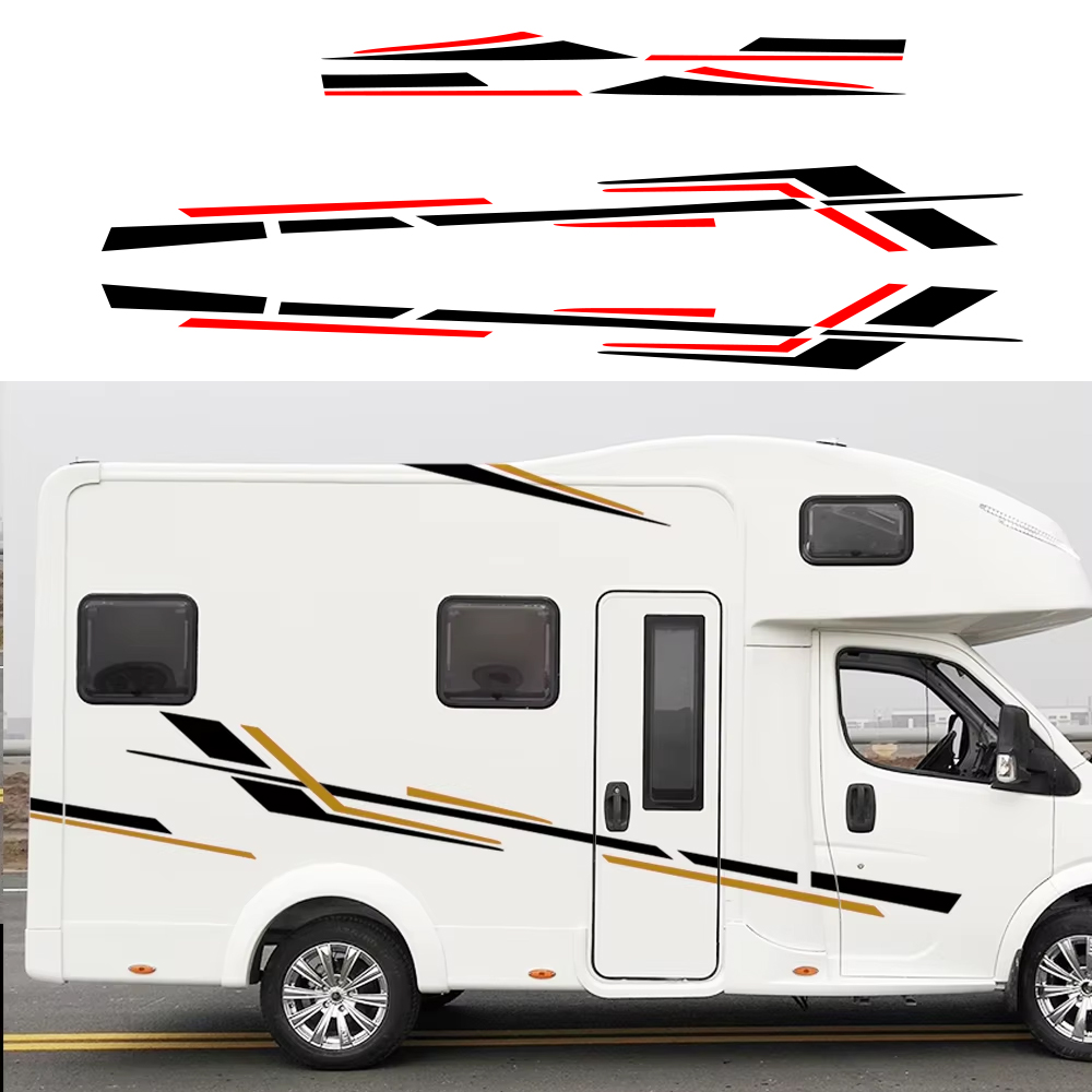 6 Stuks Camper Strepen Vinyl Stickers Voor Camper Van Paardendoos Caravan RV Auto Tuning Accessoires Grafische Auto Decoratie Decals