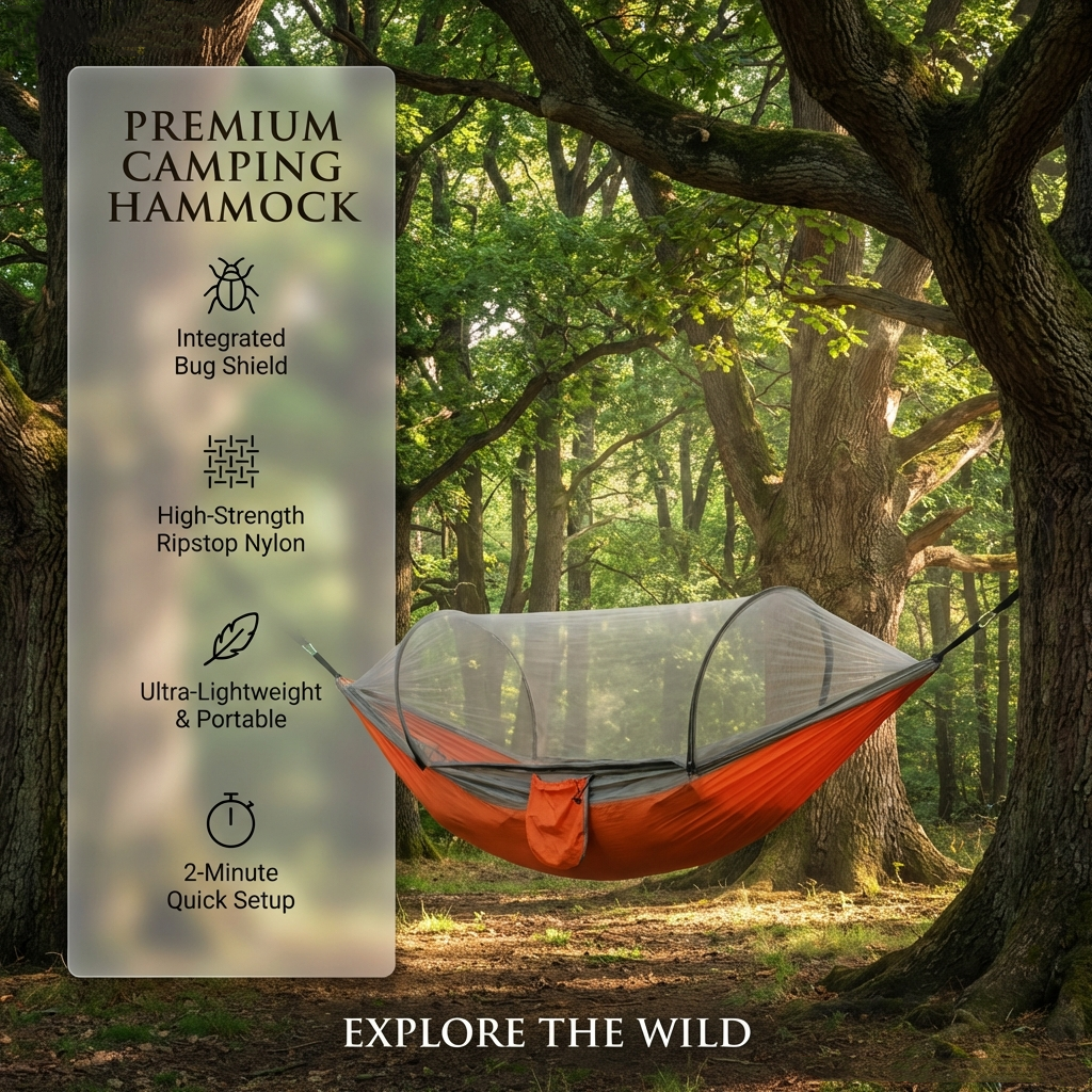 2-in-1-Camping-Hängematte mit Moskitonetz, 1,6 Pfund, ultraleichtes Hängebett aus Fallschirm-Nylon für Outdoor-Survival, Reisen, Garten