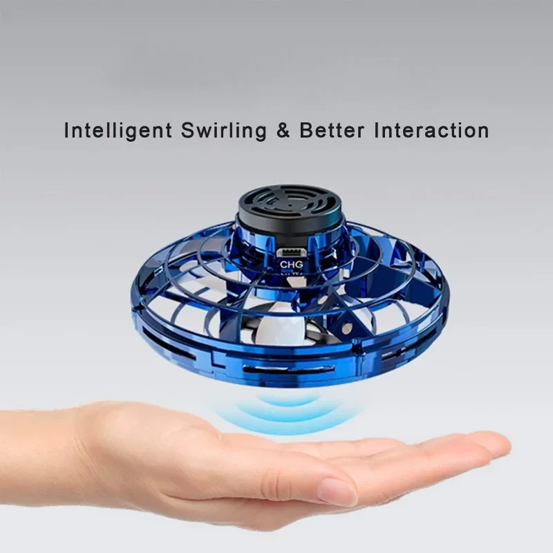 Crianças legais iluminam brinquedos manuais drones ufo mini orbe voador com luzes, hover boomerang spinner