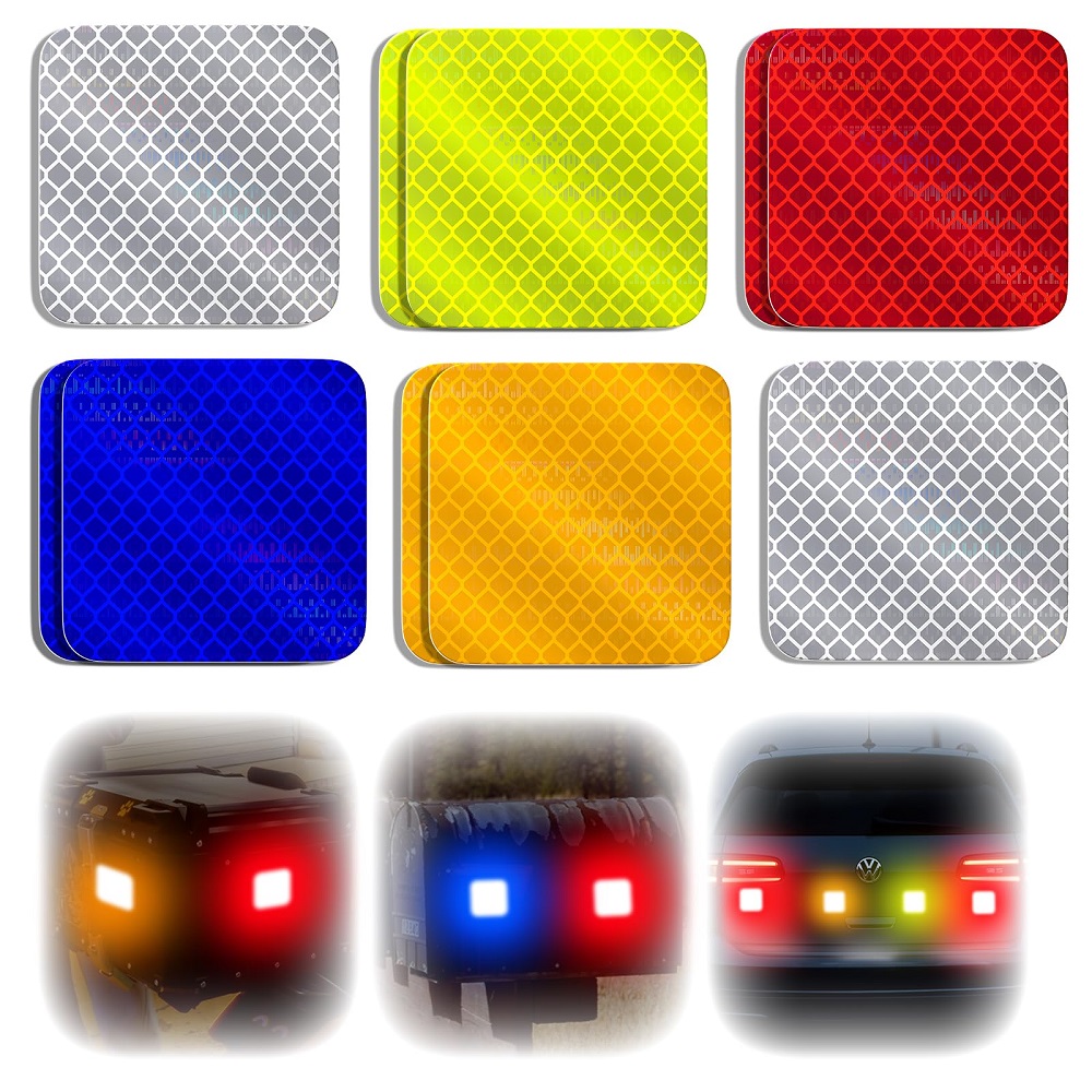 10pcs/set Super Reflection Square Reflective Stickers White Red Waterproof Reflectors Adhesive Safety Tape For Car Bike Mailbox
