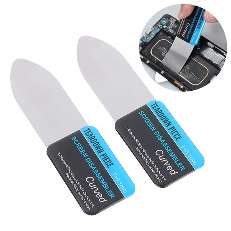 1pc Steel Metal Mobile Phone Curved LCD Screen Spudger Opening Pry Card Tools Ultra Thin Flexible Mobile Phone Disassemble Tools