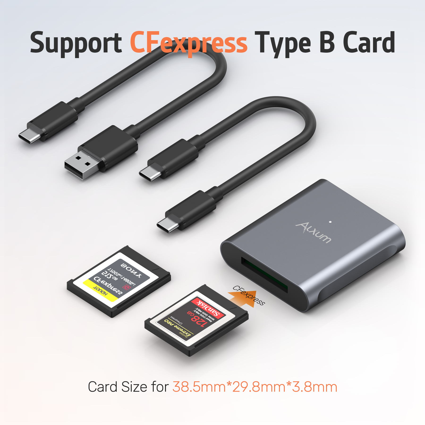 USB-C-Kartenleser Typ C 10 Gbit/s auf CFexpress Typ B Speicherkartenadapter Gehäuse aus Aluminiumlegierung Kartenleser für Windows Mac Linux