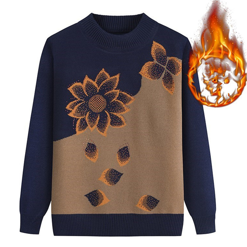 Ropa de invierno, jersey para abuela, suéter de punto grueso para madre de mediana edad y anciana, camisa de fondo, Top de manga larga de terciopelo para mujer