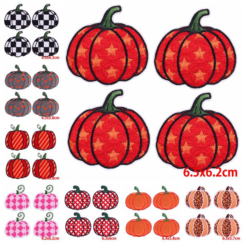 10 Stück Großhandel Kürbis gestickte Patches für Kleidung Halloween Patch Eisen auf Patches auf Kleidung Cartoon Abzeichen Rucksäcke DIY