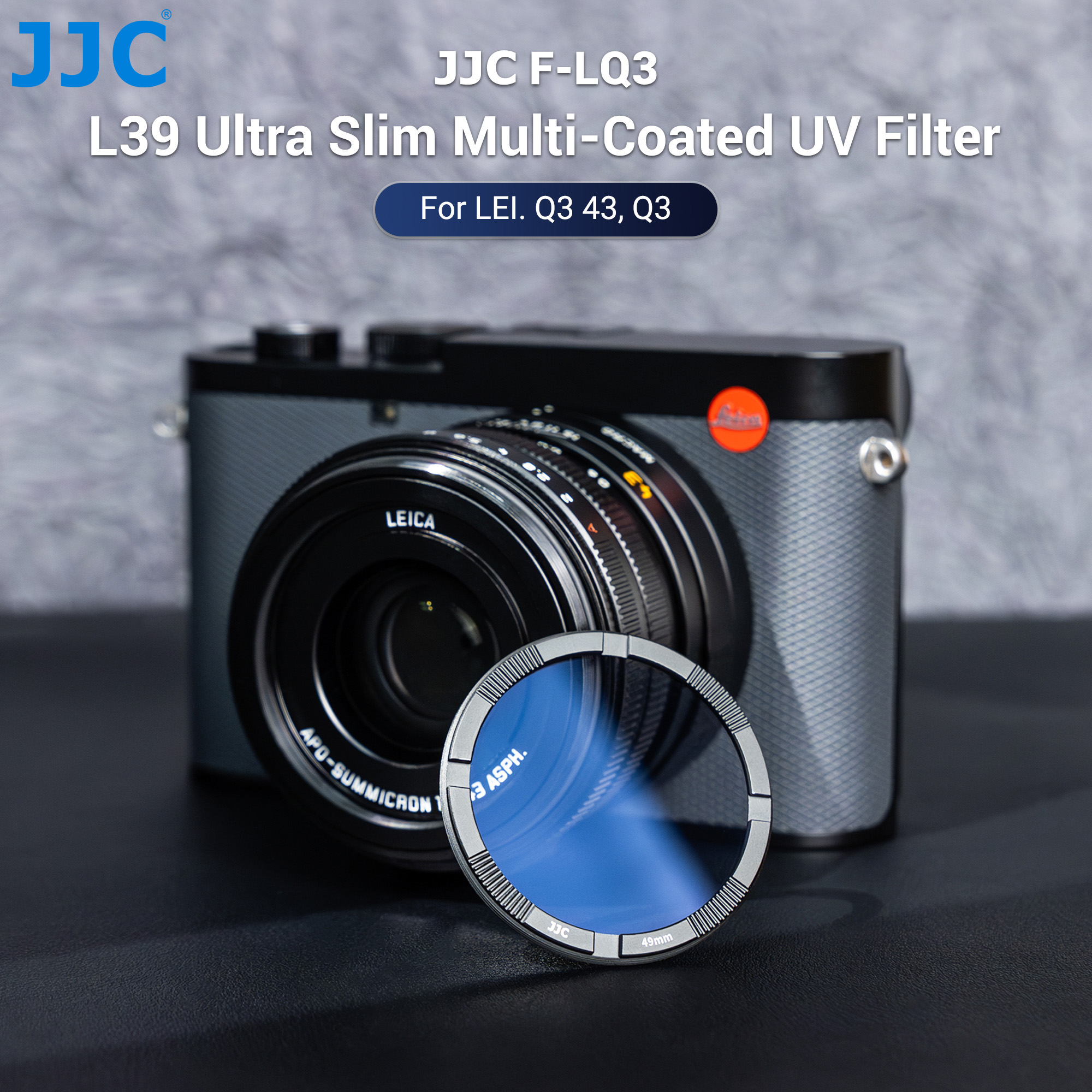 JJC อัลตร้า สลิม ยูวีป้องกันฟิลเตอร์ UV หลายชั้นสำหรับเลอิกา Q4 Q3 Q2 อลูมิเนียมอัลลอยด์กรองไม่ได้รับผลกระทบฝาครอบเลนส์การถ่ายภาพมาโคร