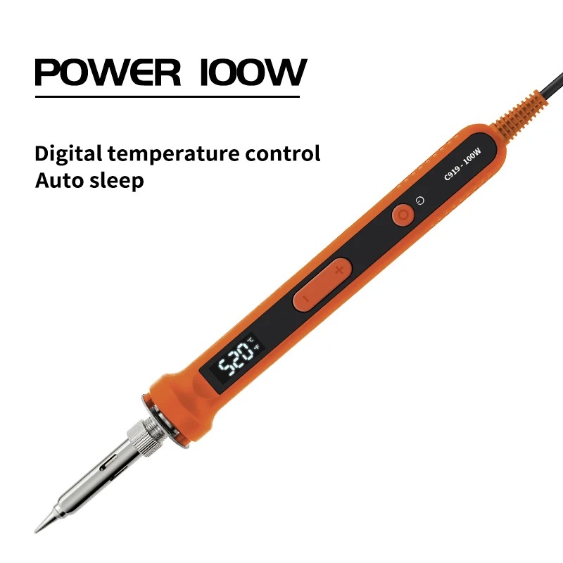 Zestaw lutownicy elektrycznej cyfrowej 100W 220V z regulacją temperatury, narzędzie do lutowania z grzałką ceramiczną, końcówki lutownicze do napraw