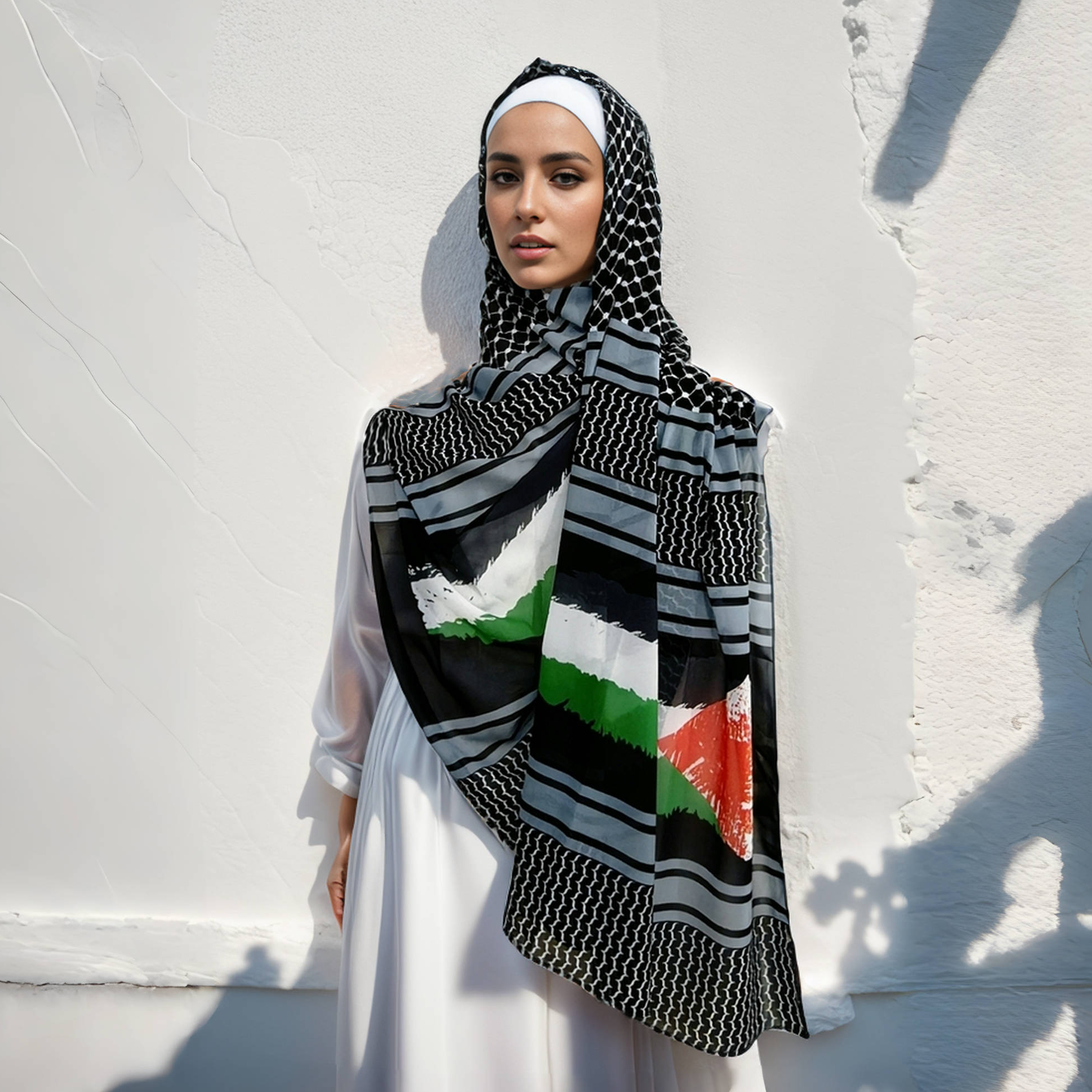 Bufanda de gasa Kuffiyeh de diseño Popular, bufandas musulmanas islámicas geométricas para mujer, chal Echarpe, Hijabs árabes de Oriente Medio