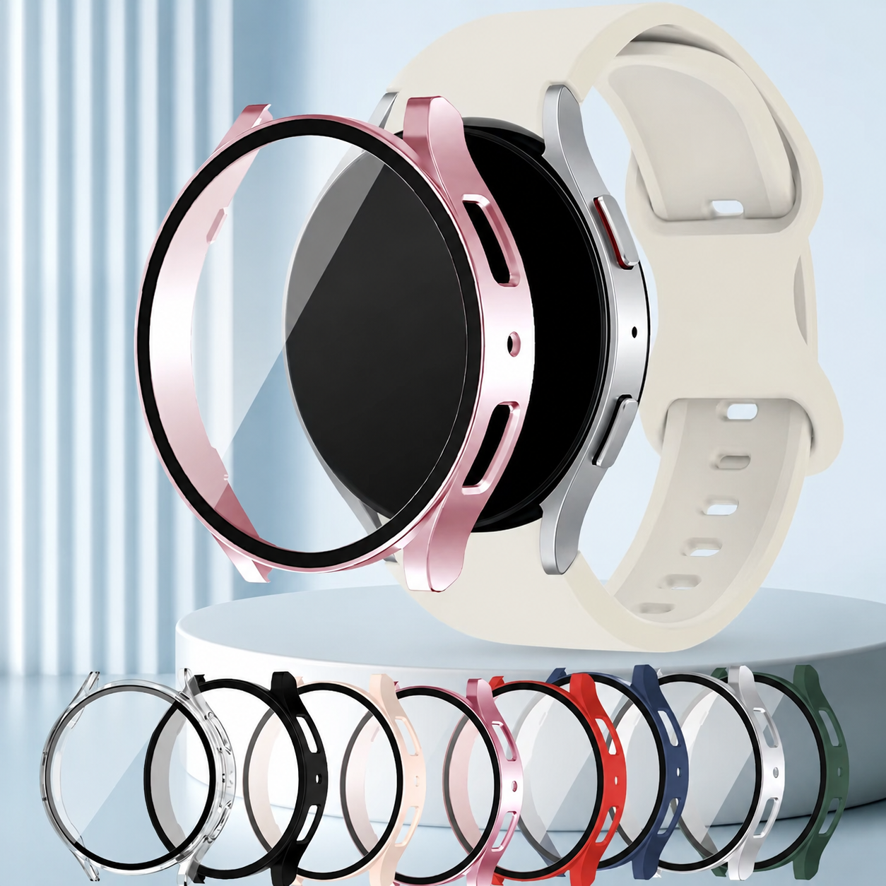 Tempered Glass+PC watch Case for Samsung Galaxy Watch7/6/5/4 40/44mm Full bumper screen protective case galaxy watch Accessories