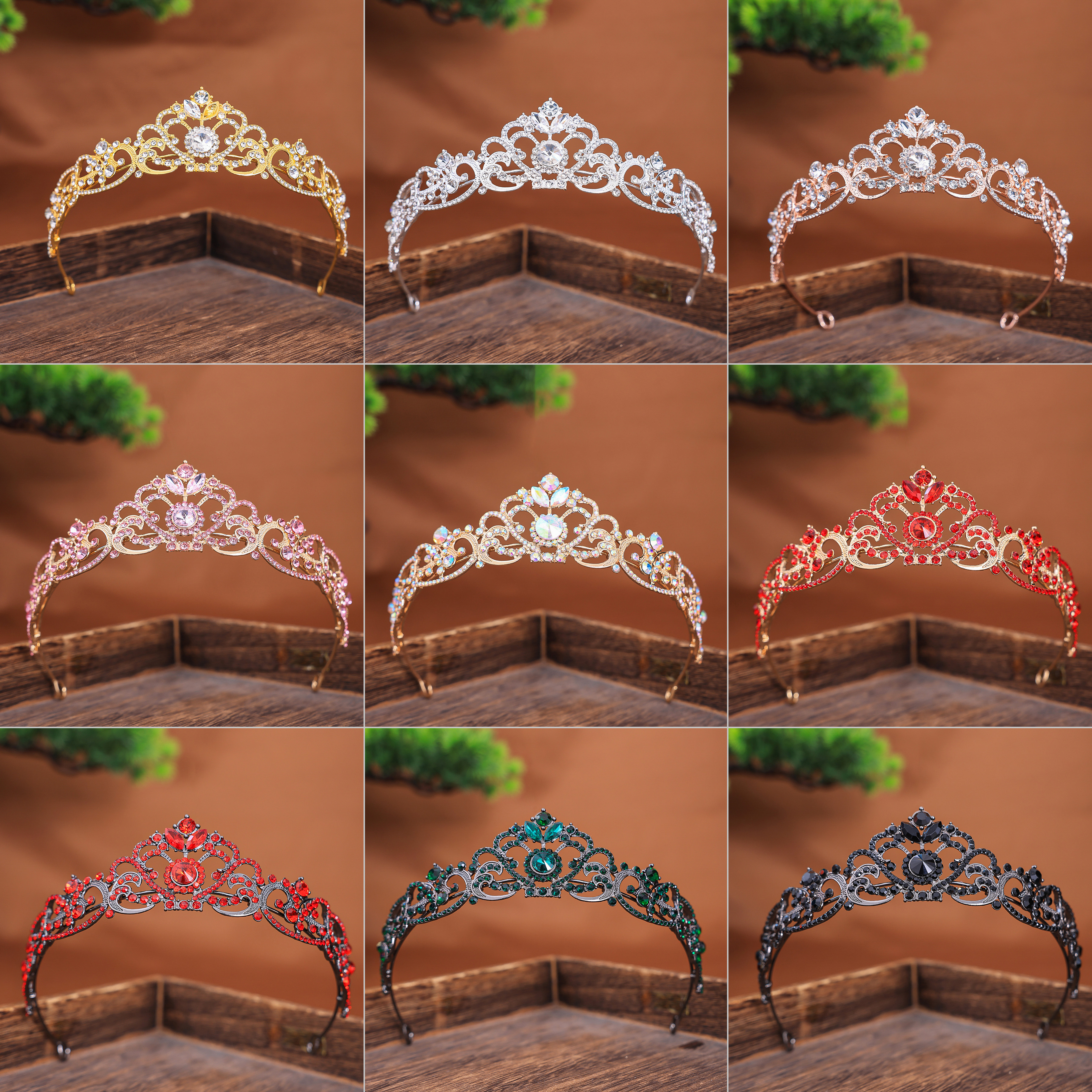 Tiara de princesa con corona de cristal de Color dorado/plateado para niñas y mujeres, accesorios para el cabello, corona para fiesta de cumpleaños, joyería