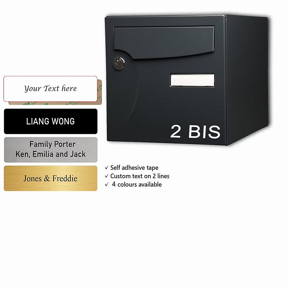 Insignia adhesiva con nombre de buzón, texto personalizado, tamaño estándar, 7x2 cm, etiqueta de buzón de correo de acero inoxidable grabada, etiqueta profesional