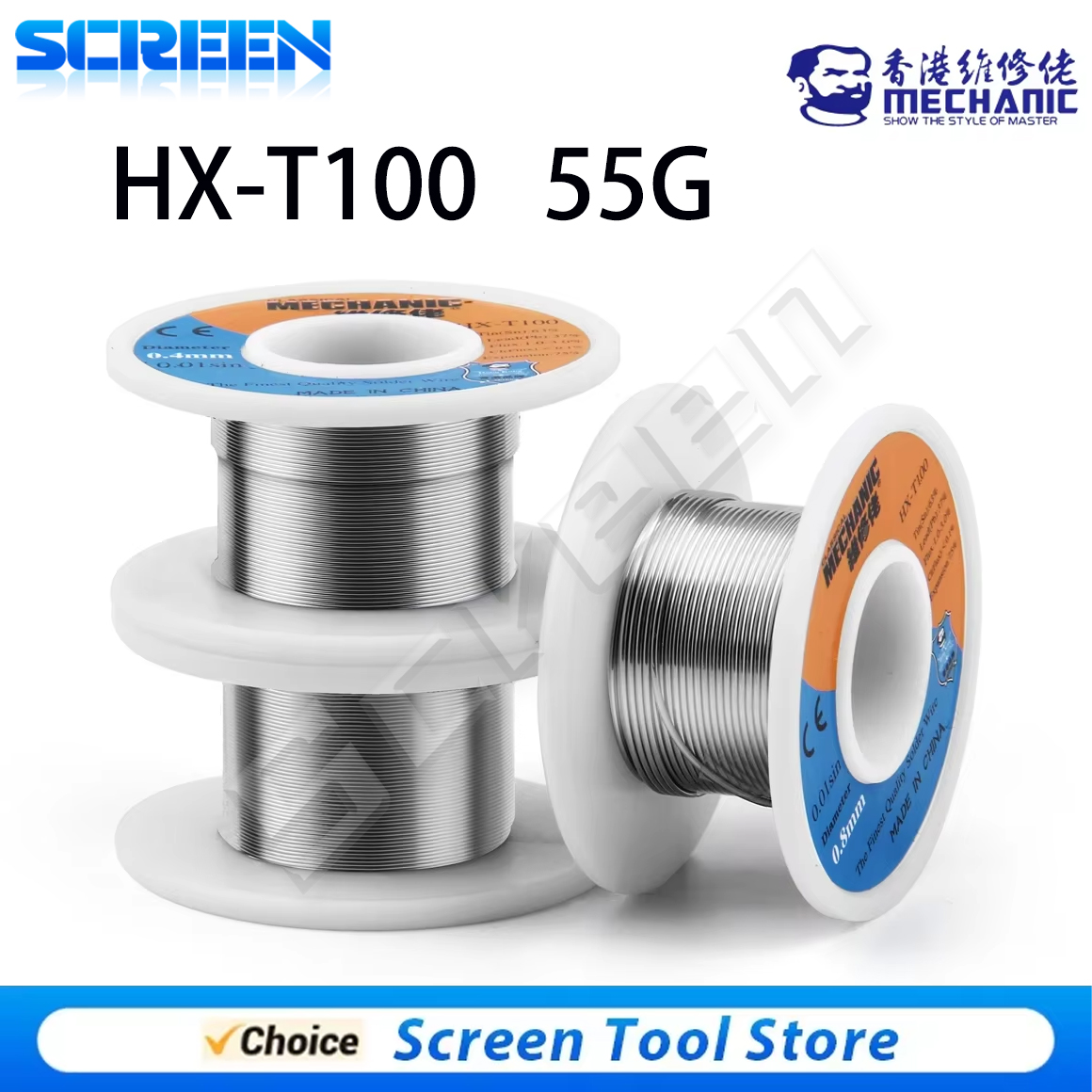 Mechanik HX-T100 Drut lutowniczy z rdzeniem z kalafonii 50g 0,3 mm 0,4 mm 0,5 mm 0,6 mm 0,8 mm 1 mm 1,2 mm do iPhone Samsung Narzędzie naprawcze