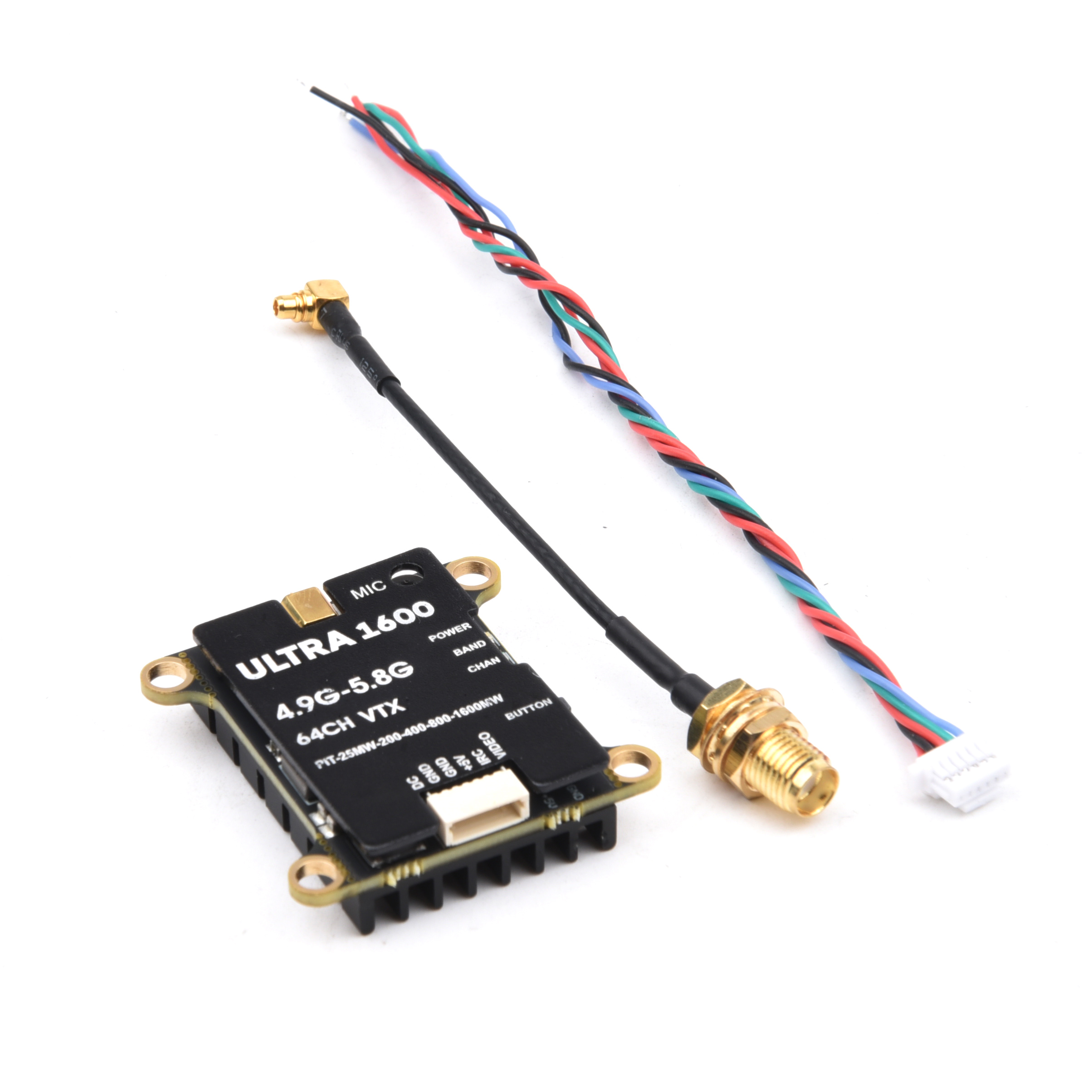 Ultra 1W6 4,9G-5,8GHZ 64CH 1600 мВт 1,6 Вт/2,5 Вт Регулируемый передатчик FPV VTX 7-36 В для RC FPV Drone Quadcopter с дальним радиусом действия