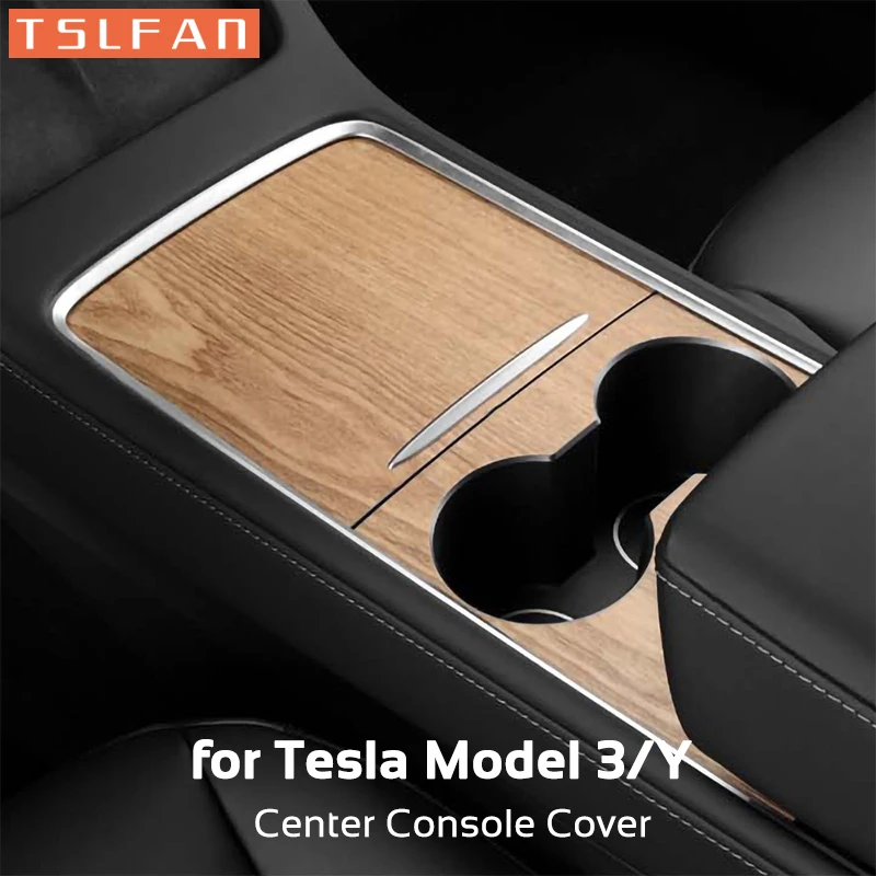 Per Tesla Modello 3 Y 2021-2023 Console centrale Pannello adesivo Pellicola di venature del legno Copertura di controllo centrale in carbonio Accessori interni auto