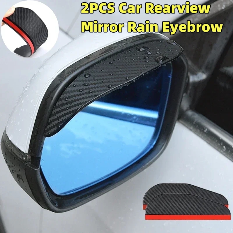 2 Stück Auto Rückspiegel Regen Augenbrauen Visier Kohle faser Auto Rückansicht Seite Schnee Sonnenblende Regenschutz Autos piegel Zubehör Auto