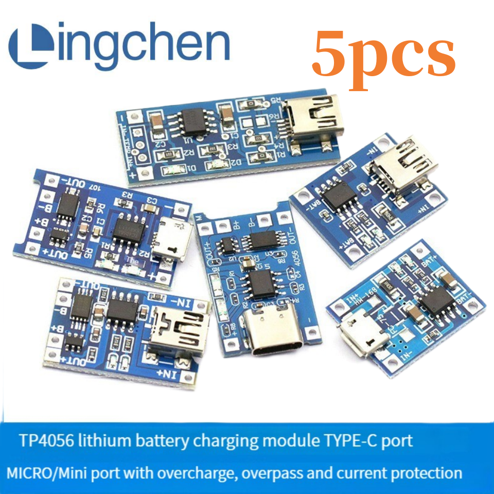 5 stks/Nieuwe TP4056 1A lithium batterij opladen board module TYPE-C USB interface lading ontlading bescherming twee in een mini DIY