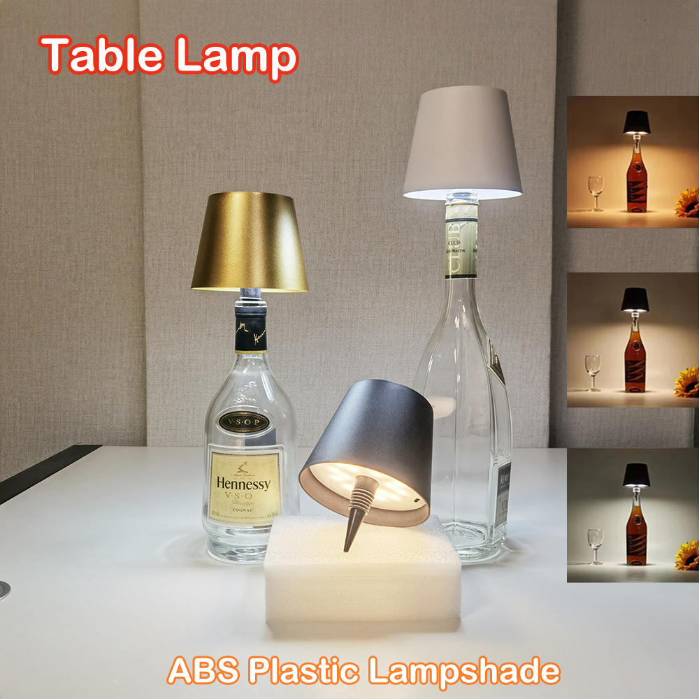Type C Rechargeable LED Table Lamp Wireless Wine Bottle Lamp 3 Colors and Stepless Dimming Night Light  for Bar Cafe Atmosphere