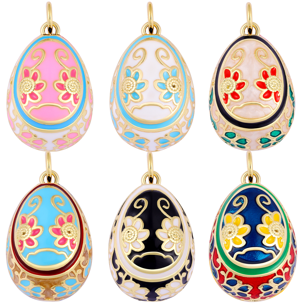 Juya 18k real banhado a ouro artesanato esmalte decorações suprimentos oco oval flor real encantos para diy jóias de luxo fazendo