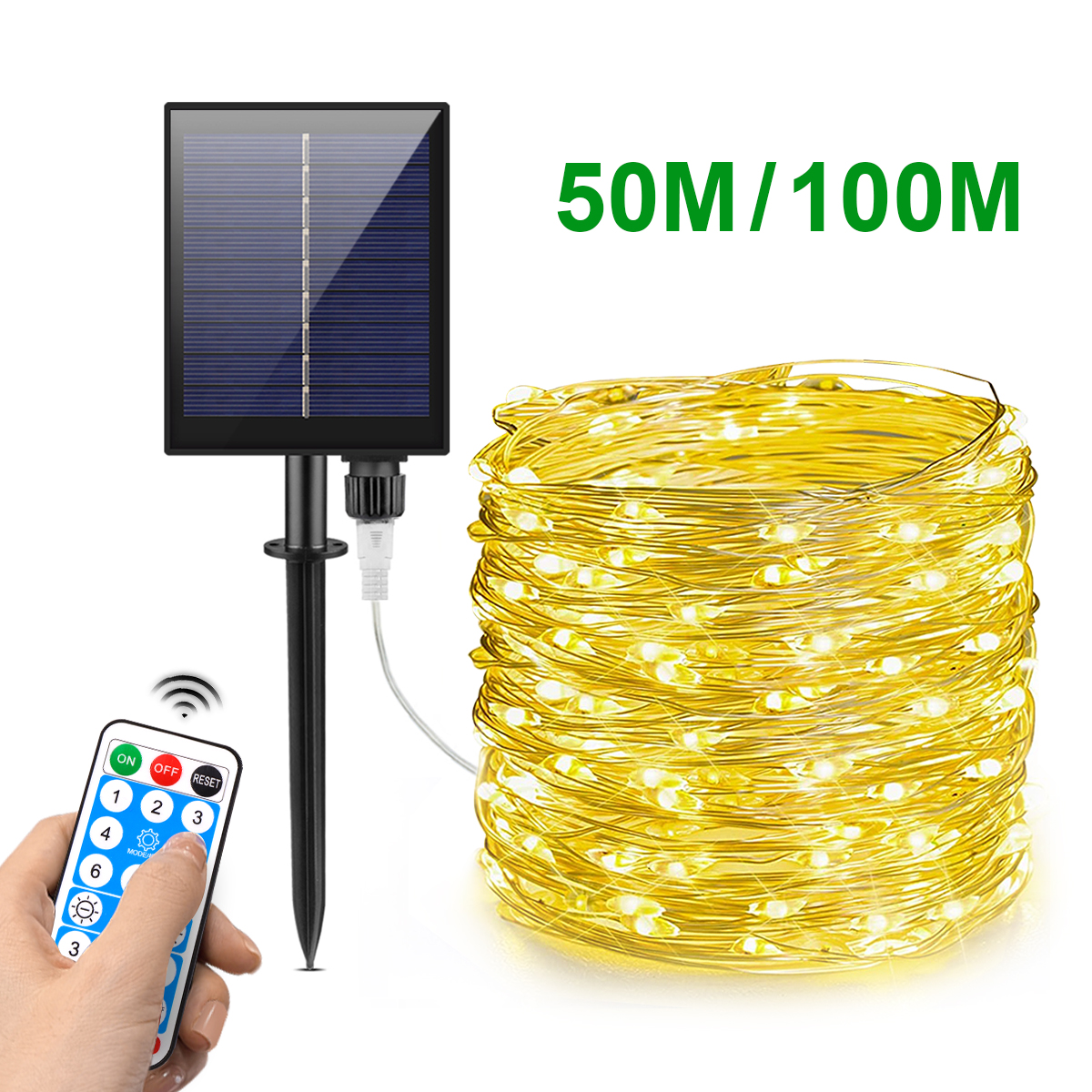 Snelladende Zonne-String Kerstverlichting 10M-100M Led Waterdichte Outdoor Slinger Grote Zonnepaneel Lamp Kerst Voor Tuin Decor