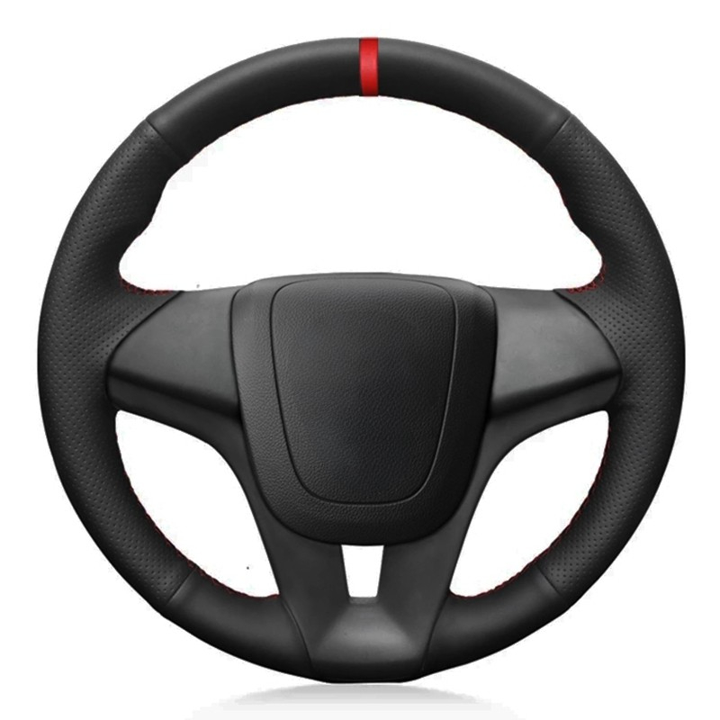 Coprivolante per auto cucito a mano in morbida pelle artificiale nera per Chevrolet Cruze 2009-2014 Aveo 2011-2014 Orlando 2010