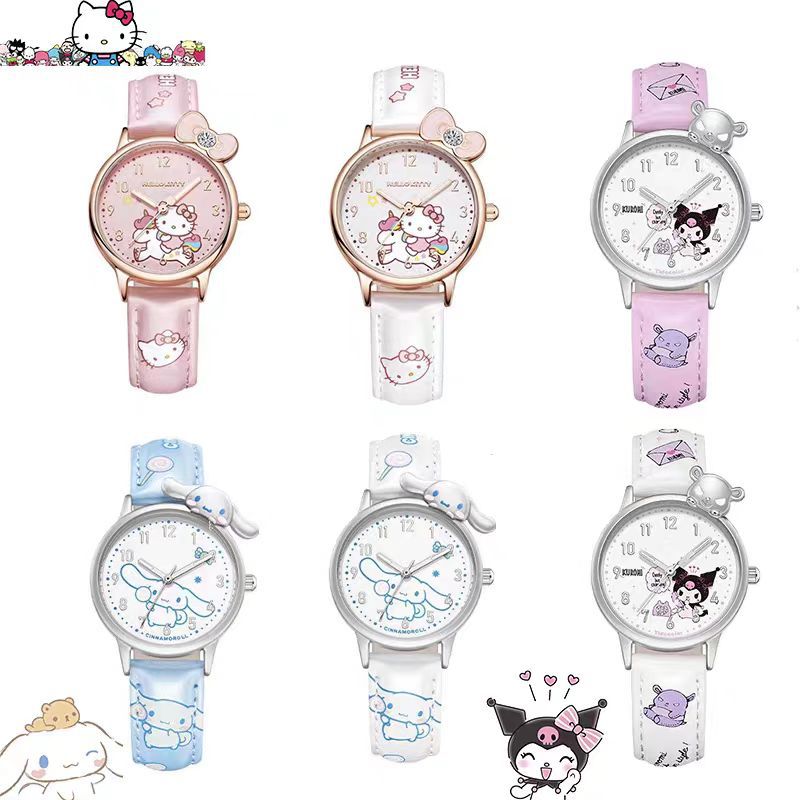 Jam Tangan Sanrio Hello Kitty Kawaii Kuromi Cinnamoroll Jam Tangan Melody Fashion Kasual Kuarsa Hadiah Ulang Tahun Anak Perempuan