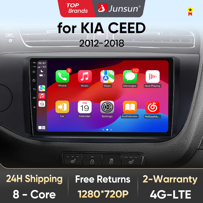 Junsun V1 AI Voice Wireless CarPlay Android Auto Radio dla KIA CEED JD Cee'd 2012-2018 4G Car Multimedia GPS 2din autoradio