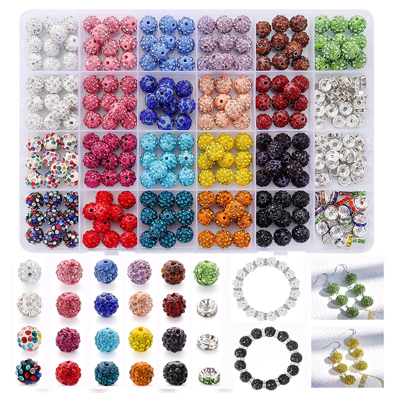 8mm/10mm colorido strass bola de cristal contas pulseira colar fazendo kit espaçador contas para fazer jóias diy acessórios