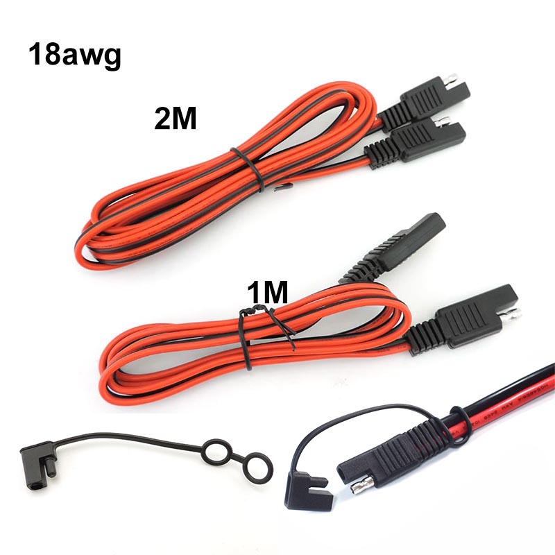 Câble d'extension d'alimentation SAE à SAE avec couvercle anti-poussière, connecteur 12V-24V, connecteur à déconnexion rapide pour voiture, automobile, 18awg, 10A