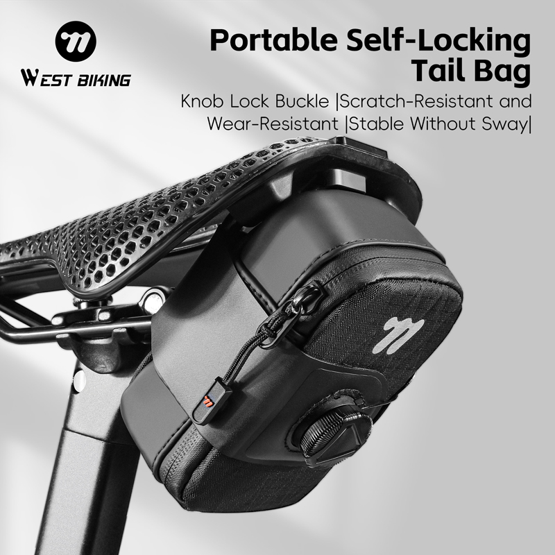 Bolsa de Selim Mini WEST BIKING com Botão de Travamento Automático, Bolsa Traseira Portátil para Ciclismo, Bolsa de Armazenamento de Ferramentas, Acessórios para Bicicletas MTB e de Estrada