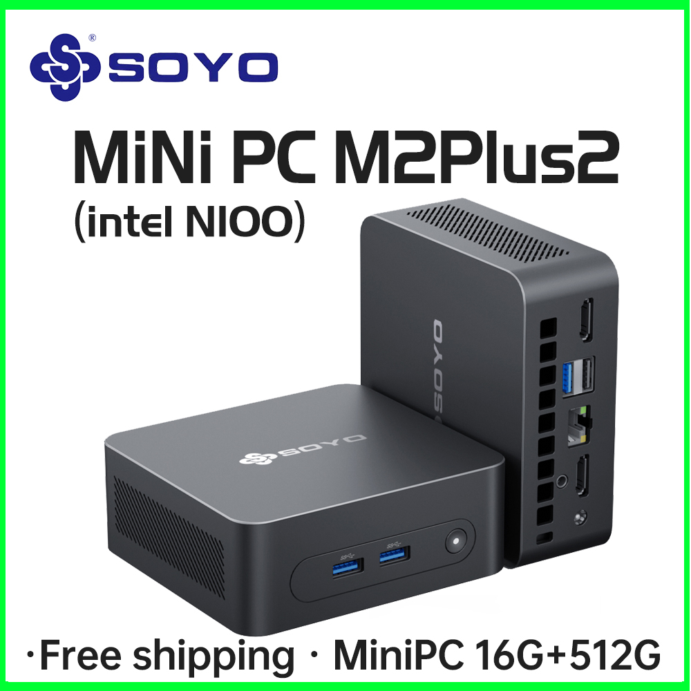 SOYO M2 PLUS 2 Mini PC Intel Alder Lake N100 Windows 11 Pro MiniPC 16GB DDR4 512GB PCIe M.2 SSD WiFi 5 BT5.0 computadora de escritorio